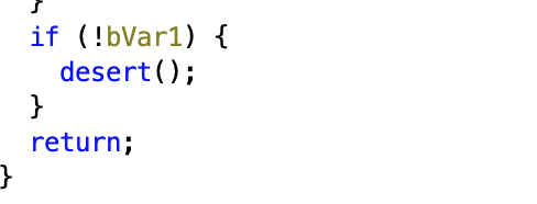 The <code>dinner</code> function does not have a stack canary check